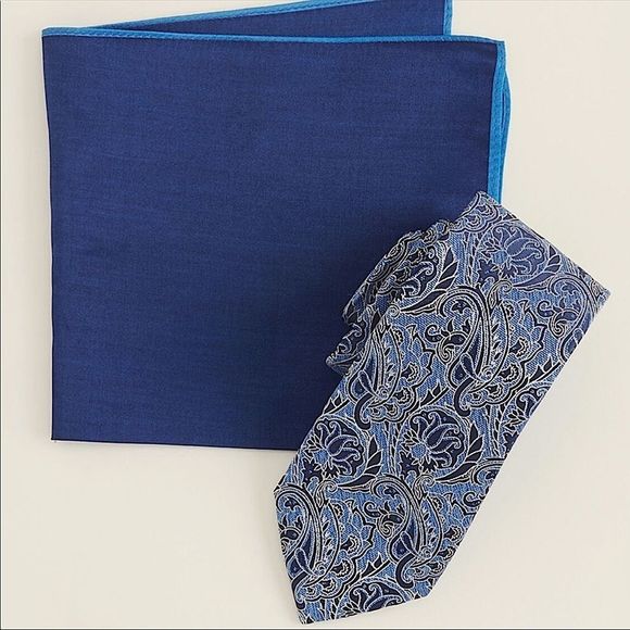Ted Baker Other - Ted Baker Blue Paisely Tie and Pocket Square